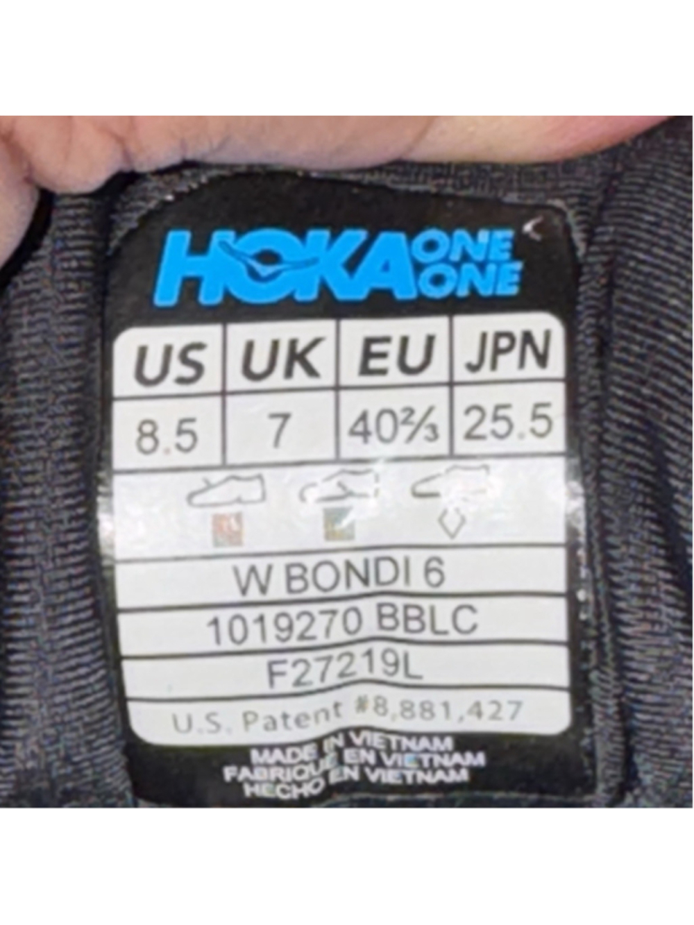 Hoka One One Bondi 6 Triple Black BBLC Womens Size 8.5 Running Shoes 1019270 - Picture 7 of 10
